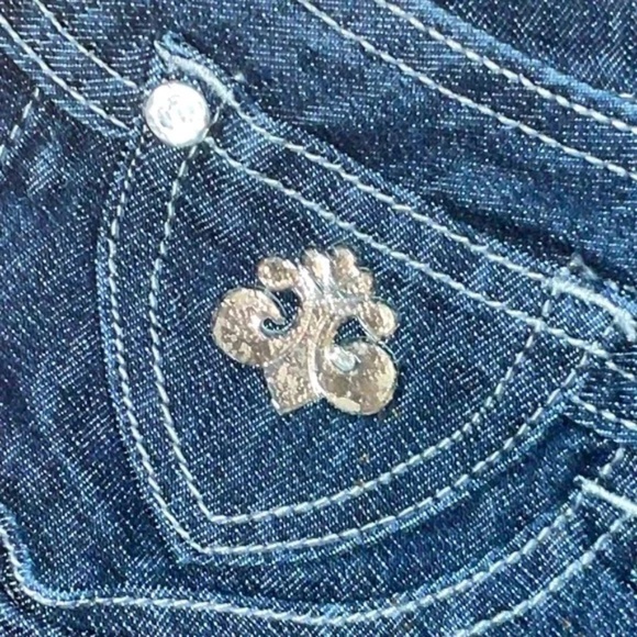 NEW Y2K Dereon Beyonce Studded stretch Denim Cropped Capri Jeans 7 /8 - Picture 7 of 15